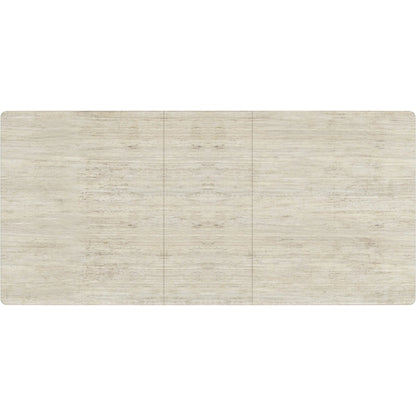 Cotiere Extension Dining Table by A.R.T. Furniture in linen. Made from parawood solids, mixed split cathedral, quarter white oak veneers, fabric in a transitional style.