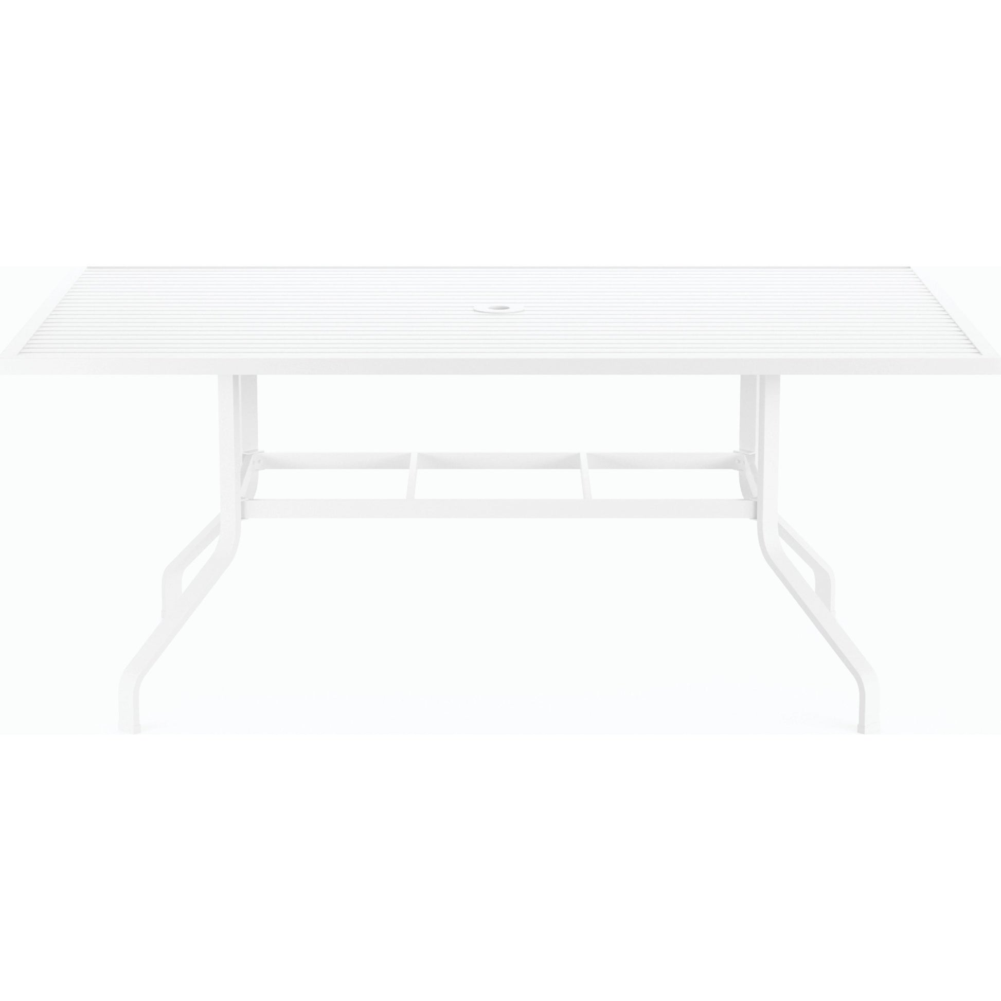 Bristol Outdoor 72" Rectangular Dining Table by Sunset West in white. Made from aluminum in a modern style.