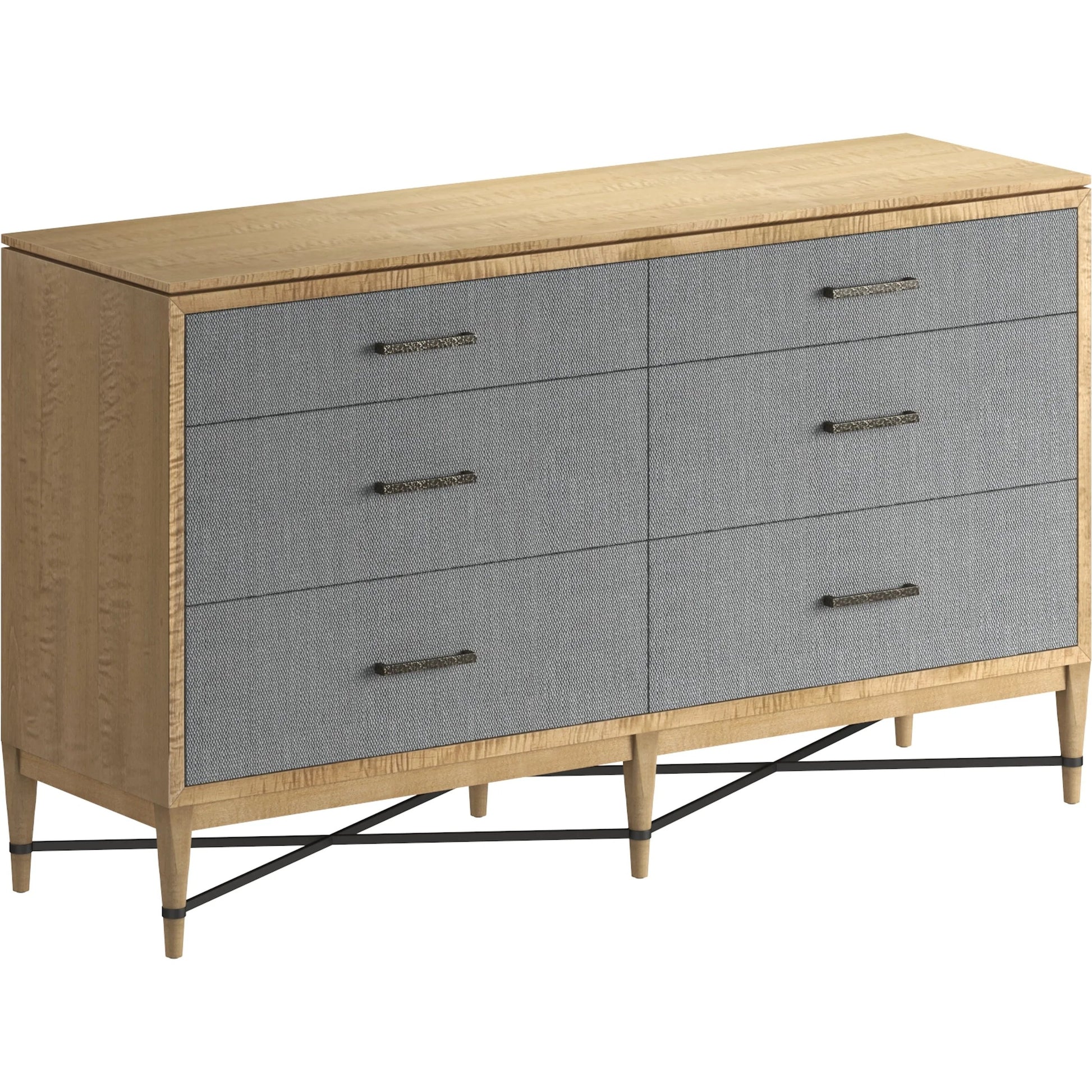 Loft Fabric Dresser by A.R.T. Furniture in gray and natural maple. Made from poplar, rubberwood, fabric in a modern style.