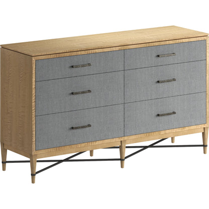 Loft Fabric Dresser by A.R.T. Furniture in gray and natural maple. Made from poplar, rubberwood, fabric in a modern style.