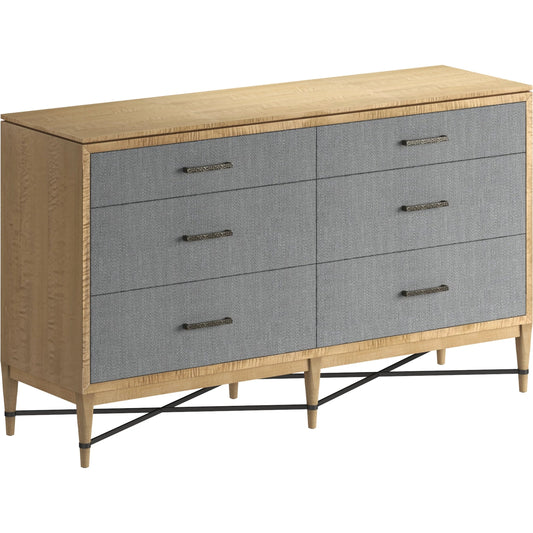 Loft Fabric Dresser by A.R.T. Furniture in gray and natural maple. Made from poplar, rubberwood, fabric in a unique style.