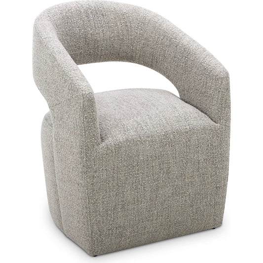 Barrow Rolling Dining Chair by Moe's Home Collection in grey storm. Made from 100% polyester, solid wood, plywood frame, feathers, high-density foam, poly-fill, webbing, rolling base in a modern style.