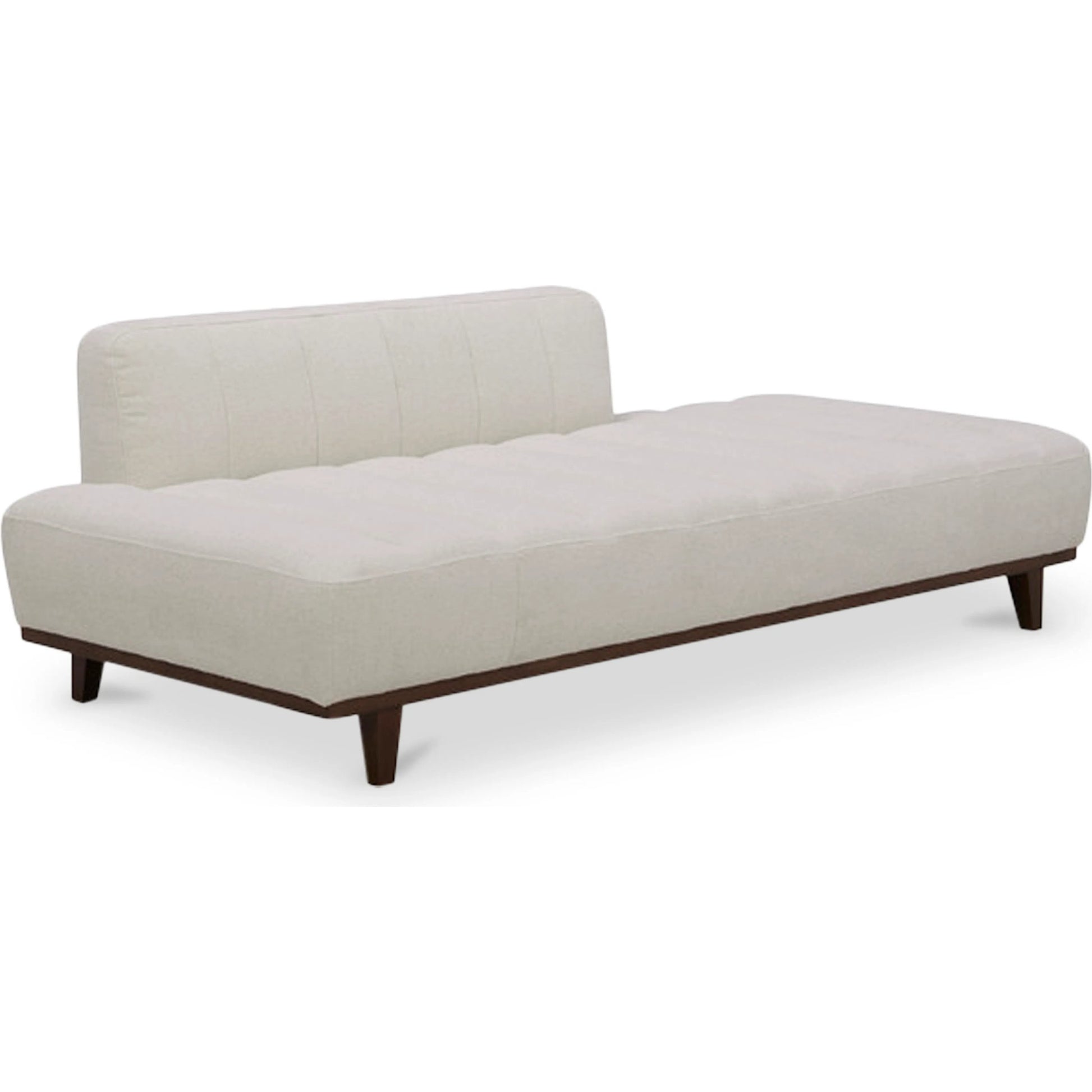 Bennett Daybed by Moe's Home Collection in taupe. Made from 95% polyester, 5% nylon, solid wood, plywood, high density foam, polyfill cushions, plastic black legs in a unique style.
