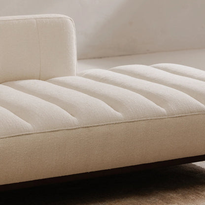 Bennett Daybed by Moe's Home Collection in taupe. Made from 95% polyester, 5% nylon, solid wood, plywood, high density foam, polyfill cushions, plastic black legs in a unique style.