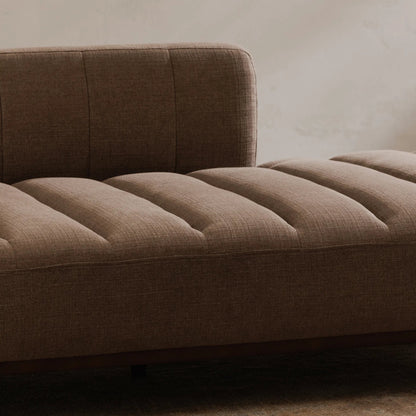 Bennett Daybed by Moe's Home Collection in taupe. Made from 95% polyester, 5% nylon, solid wood, plywood, high density foam, polyfill cushions, plastic black legs in a unique style.