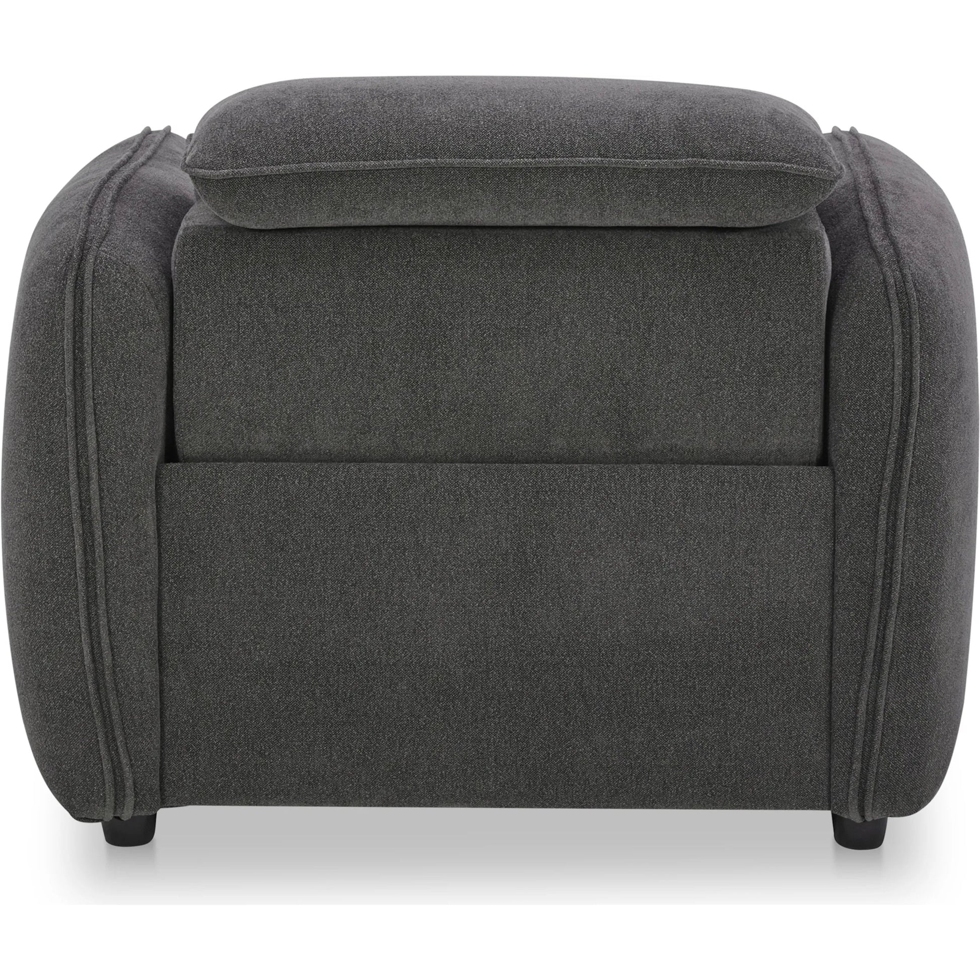 Eli Power Recliner Chair by Moe's Home Collection. Made from 100% polyester, solid wood, plywood, high density foam, polyfill cushions, plastic black legs in a unique style.