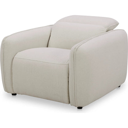 Eli Power Recliner Chair by Moe's Home Collection. Made from 100% polyester, solid wood, plywood, high density foam, polyfill cushions, plastic black legs in a unique style.