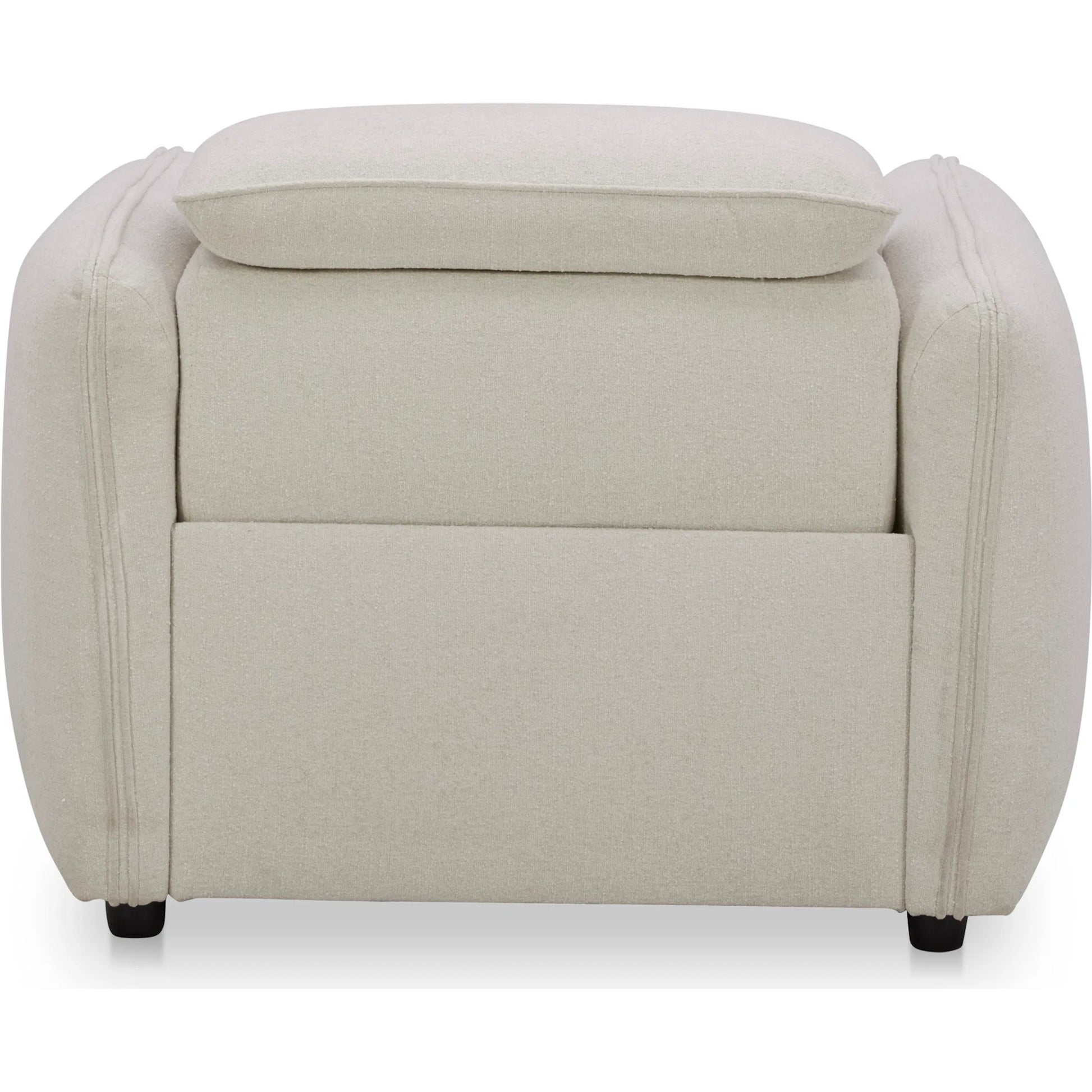 Eli Power Recliner Chair by Moe's Home Collection. Made from 100% polyester, solid wood, plywood, high density foam, polyfill cushions, plastic black legs in a unique style.