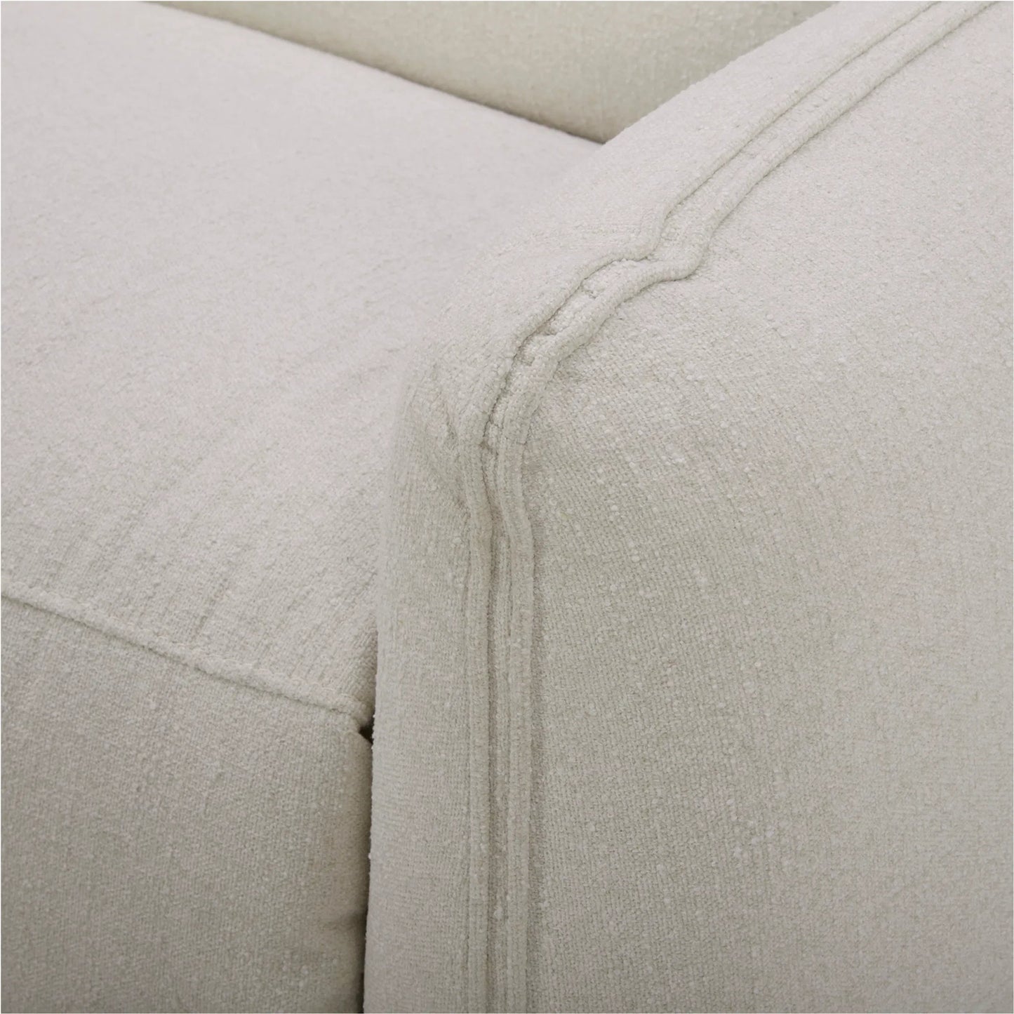 019 SI-2441363 | Closeup | Eli Power Recliner Chair by Moe's Home Collection in white. Made from 100% polyester, solid wood, plywood, high density foam, polyfill cushions, plastic black legs in a transitional style.