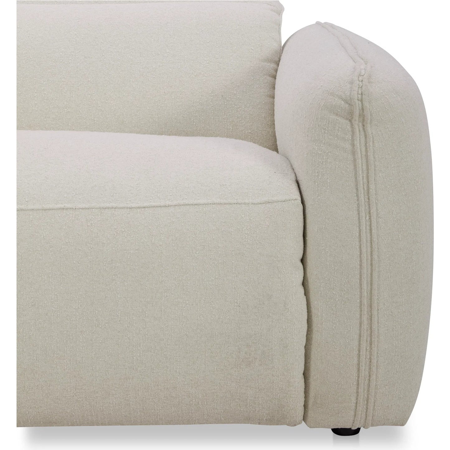 020 SI-2441363 | Closeup | Eli Power Recliner Chair by Moe's Home Collection in white. Made from 100% polyester, solid wood, plywood, high density foam, polyfill cushions, plastic black legs in a transitional style.
