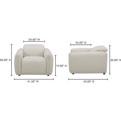 Eli Power Recliner Chair by Moe's Home Collection. Made from 100% polyester, solid wood, plywood, high density foam, polyfill cushions, plastic black legs in a unique style.