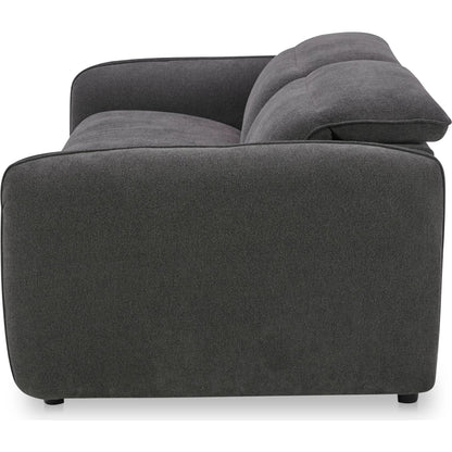 Eli Power Recliner Sofa by Moe's Home Collection. Made from 100% polyester, solid wood, plywood, high density foam, polyfill cushions, plastic black legs in a unique style.