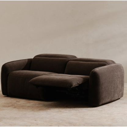 Eli Power Recliner Sofa by Moe's Home Collection. Made from 100% polyester, solid wood, plywood, high density foam, polyfill cushions, plastic black legs in a unique style.