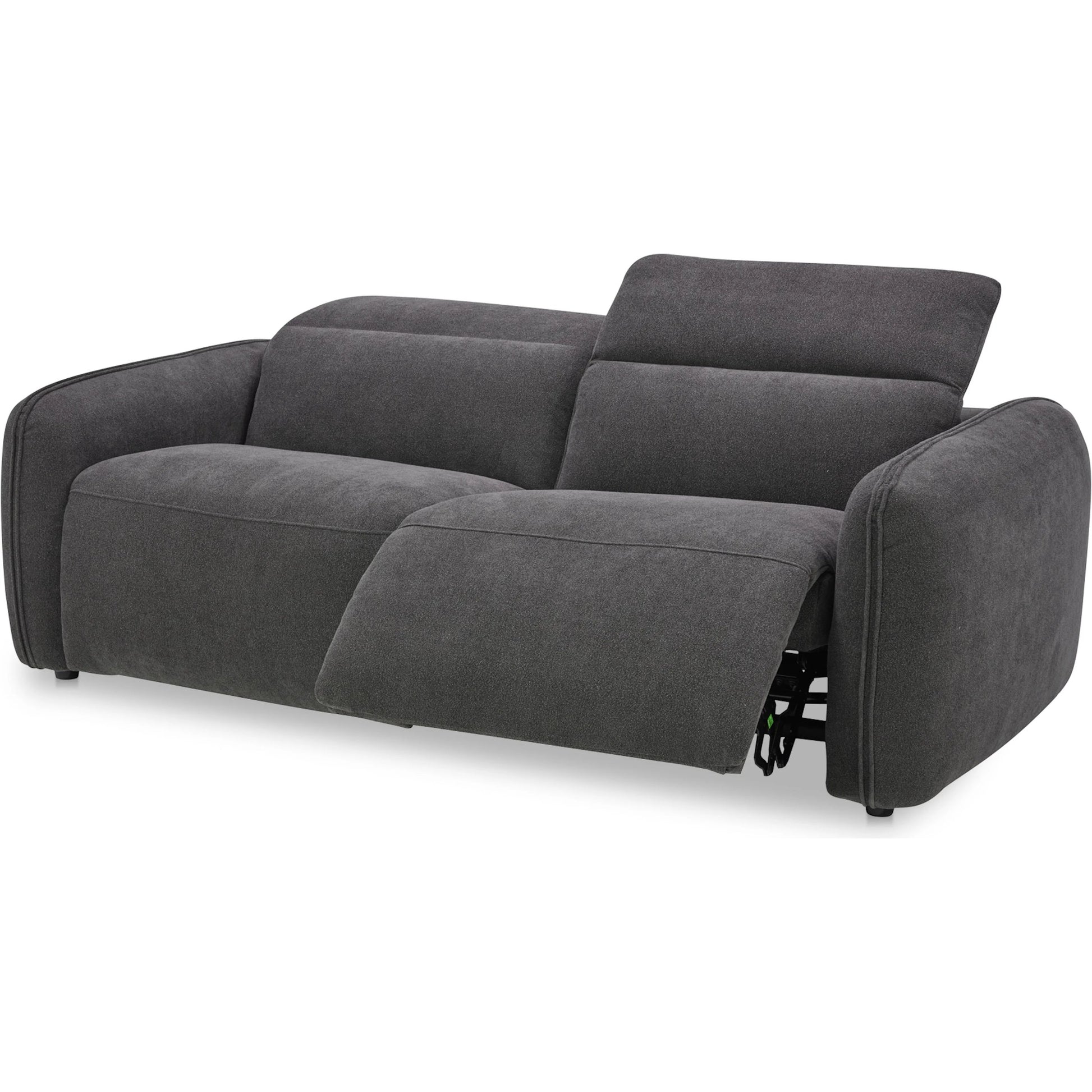 Eli Power Recliner Sofa by Moe's Home Collection. Made from 100% polyester, solid wood, plywood, high density foam, polyfill cushions, plastic black legs in a unique style.