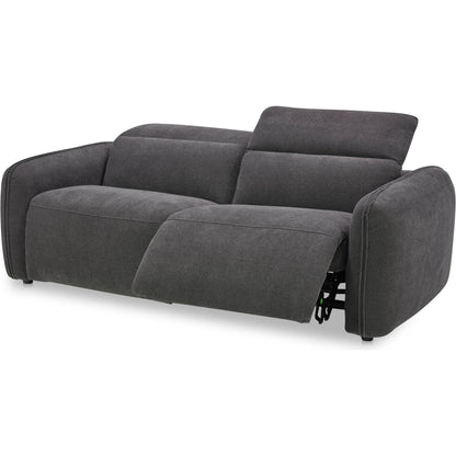 Eli Power Recliner Sofa by Moe's Home Collection. Made from 100% polyester, solid wood, plywood, high density foam, polyfill cushions, plastic black legs in a unique style.