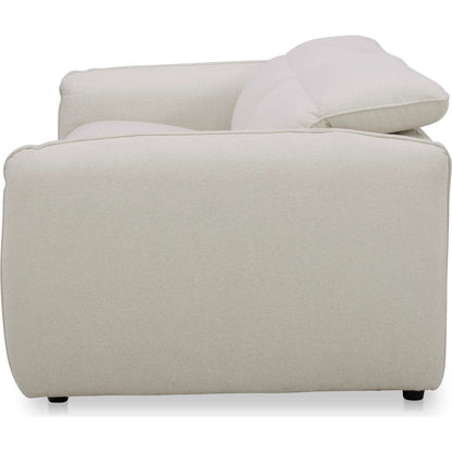 Eli Power Recliner Sofa by Moe's Home Collection. Made from 100% polyester, solid wood, plywood, high density foam, polyfill cushions, plastic black legs in a unique style.