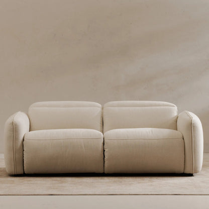 Eli Power Recliner Sofa by Moe's Home Collection. Made from 100% polyester, solid wood, plywood, high density foam, polyfill cushions, plastic black legs in a unique style.