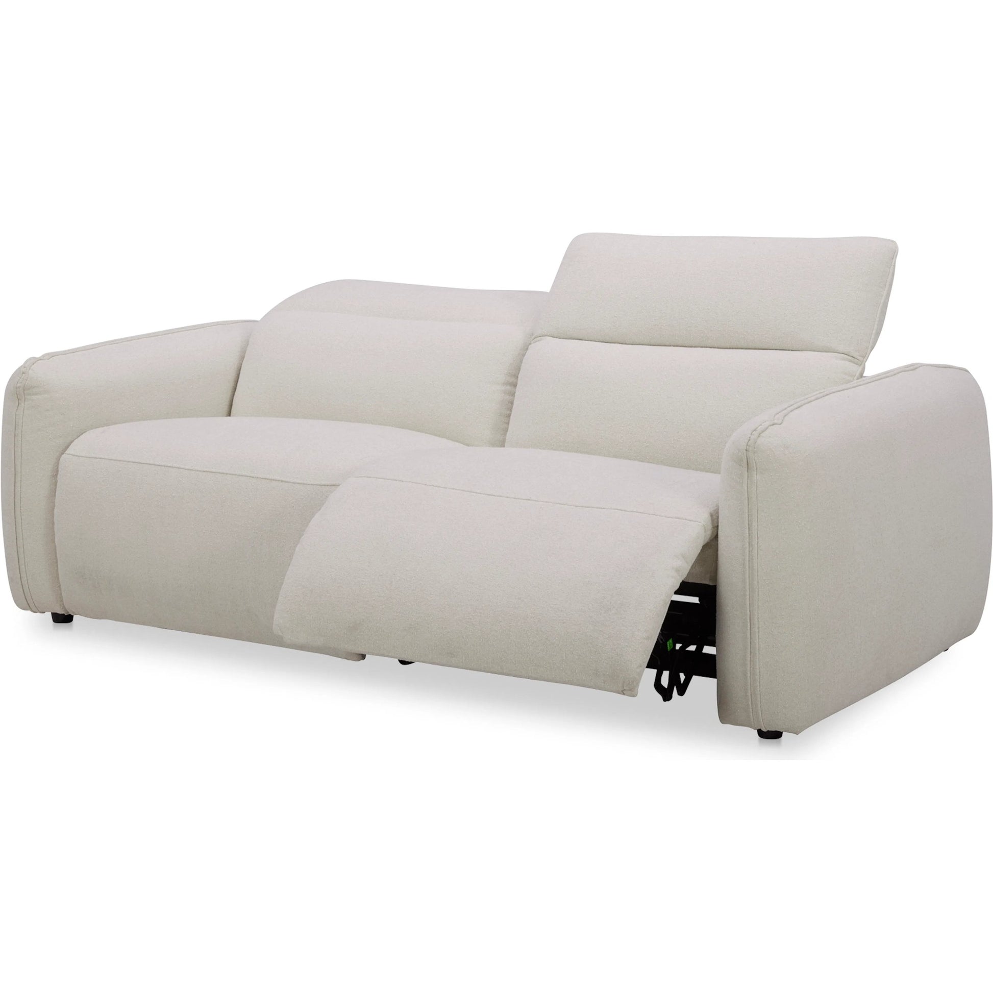 Eli Power Recliner Sofa by Moe's Home Collection. Made from 100% polyester, solid wood, plywood, high density foam, polyfill cushions, plastic black legs in a unique style.