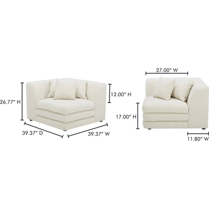 Lowtide Corner Chair by Moe's Home Collection in surie shadow. Made from upholstery: 80% polyester, 20% acrylic, solid wood, plywood frame, foam seat in a transitional style.