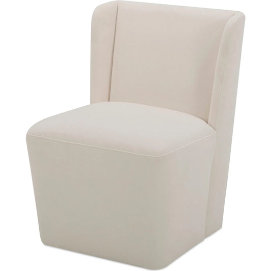 Cormac Rolling Dining Chair Performance Fabric by Moe's Home Collection. Made from upholstery: 100% polyester, poplar multi, layer board, laminated veneer lumber, high density foam, metal wheels in a unique style.