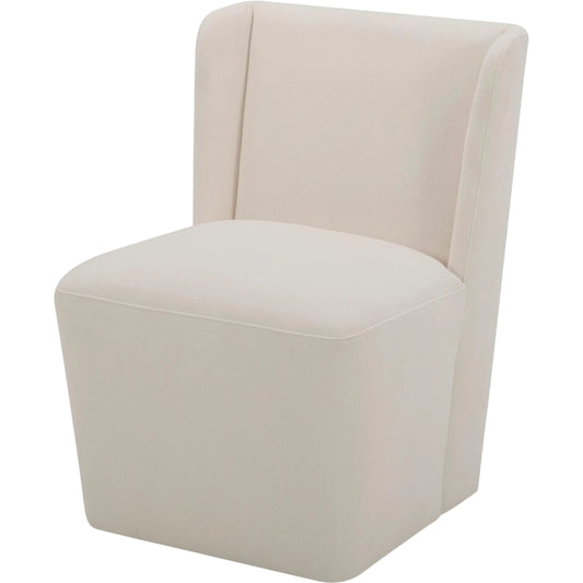 Cormac Rolling Dining Chair Performance Fabric by Moe's Home Collection. Made from upholstery: 100% polyester, poplar multi, layer board, laminated veneer lumber, high density foam, metal wheels in a transitional style.