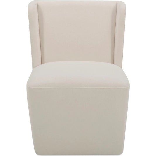 Cormac Rolling Dining Chair by Moe's Home Collection. Made from 100% polyester, poplar multi-layer board, laminated veneer lumber, high density foam, metal wheels in a transitional style.