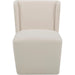 Cormac Rolling Dining Chair by Moe's Home Collection. Made from 100% polyester, poplar multi-layer board, laminated veneer lumber, high density foam, metal wheels in a transitional style.