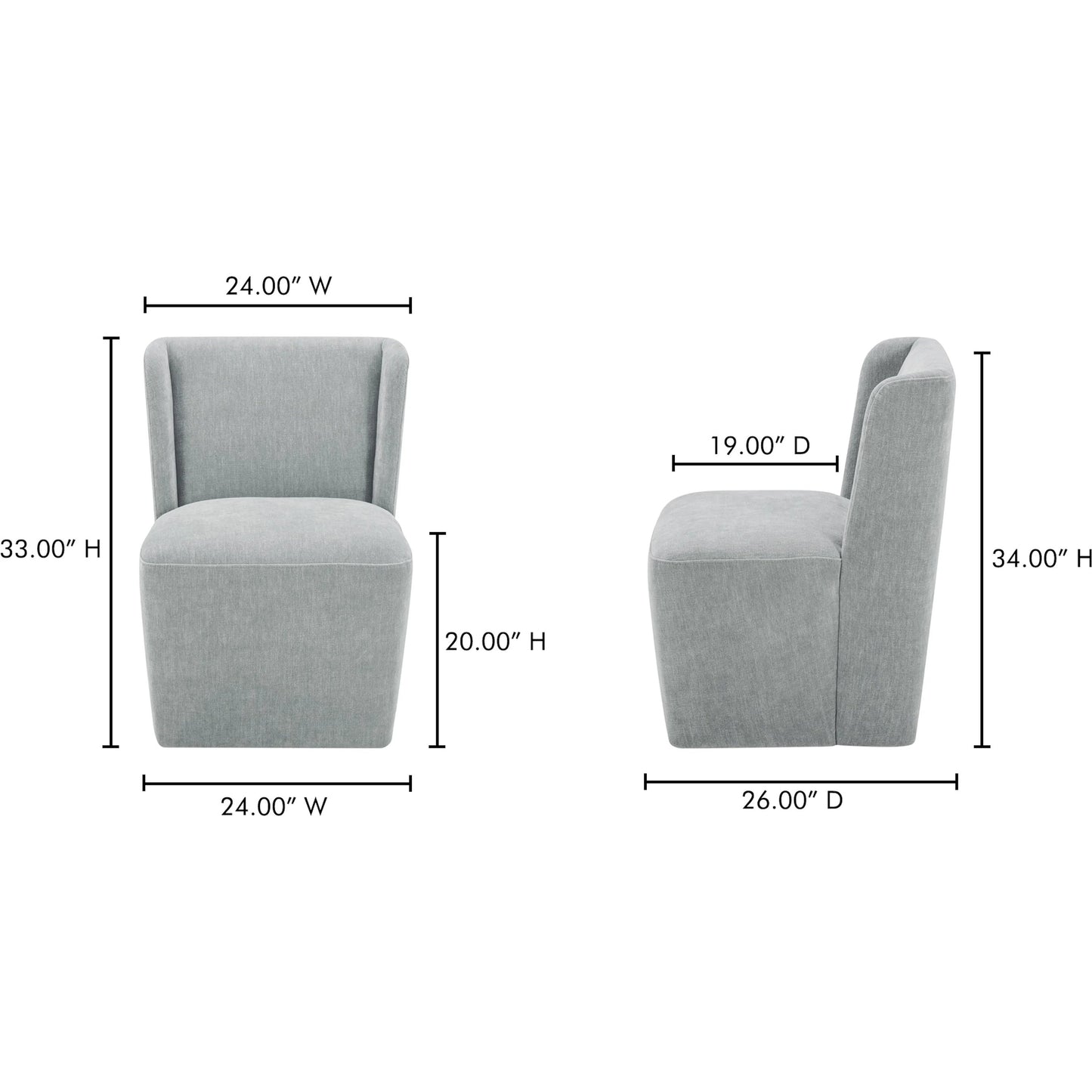 013 SI-2441343 | Additional Silo | Cormac Rolling Dining Chair by Moe's Home Collection. Made from 100% polyester, poplar multi-layer board, laminated veneer lumber, high density foam, metal wheels in a transitional style.