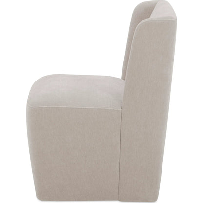 Cormac Rolling Dining Chair Performance Fabric by Moe's Home Collection. Made from upholstery: 100% polyester, poplar multi, layer board, laminated veneer lumber, high density foam, metal wheels in a transitional style.