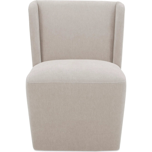 Cormac Rolling Dining Chair by Moe's Home Collection. Made from 100% polyester, poplar multi-layer board, laminated veneer lumber, high density foam, metal wheels in a transitional style.