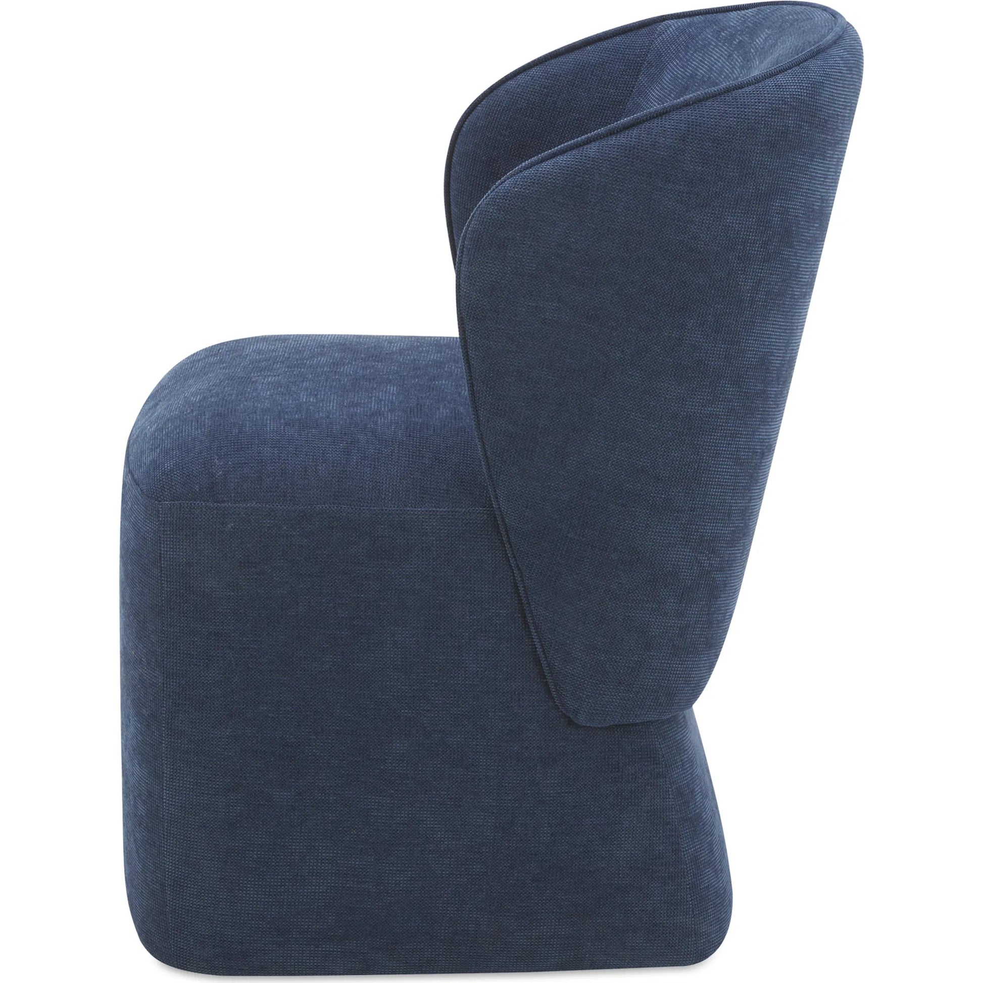 Larson Rolling Dining Chair Performance Fabric by Moe's Home Collection. Made from upholstery: 100% polyester, poplar multi, layer board, laminated veneer lumber, high density foam, metal wheels in a transitional style.