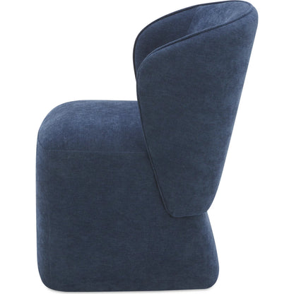 Larson Rolling Dining Chair Performance Fabric by Moe's Home Collection. Made from upholstery: 100% polyester, poplar multi, layer board, laminated veneer lumber, high density foam, metal wheels in a transitional style.