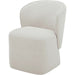 Larson Rolling Dining Chair Performance Fabric by Moe's Home Collection. Made from upholstery: 100% polyester, poplar multi, layer board, laminated veneer lumber, high density foam, metal wheels in a transitional style.