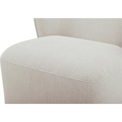 Larson Rolling Dining Chair Performance Fabric by Moe's Home Collection. Made from upholstery: 100% polyester, poplar multi, layer board, laminated veneer lumber, high density foam, metal wheels in a transitional style.
