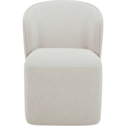 Larson Rolling Dining Chair Performance Fabric by Moe's Home Collection. Made from upholstery: 100% polyester, poplar multi, layer board, laminated veneer lumber, high density foam, metal wheels in a transitional style.