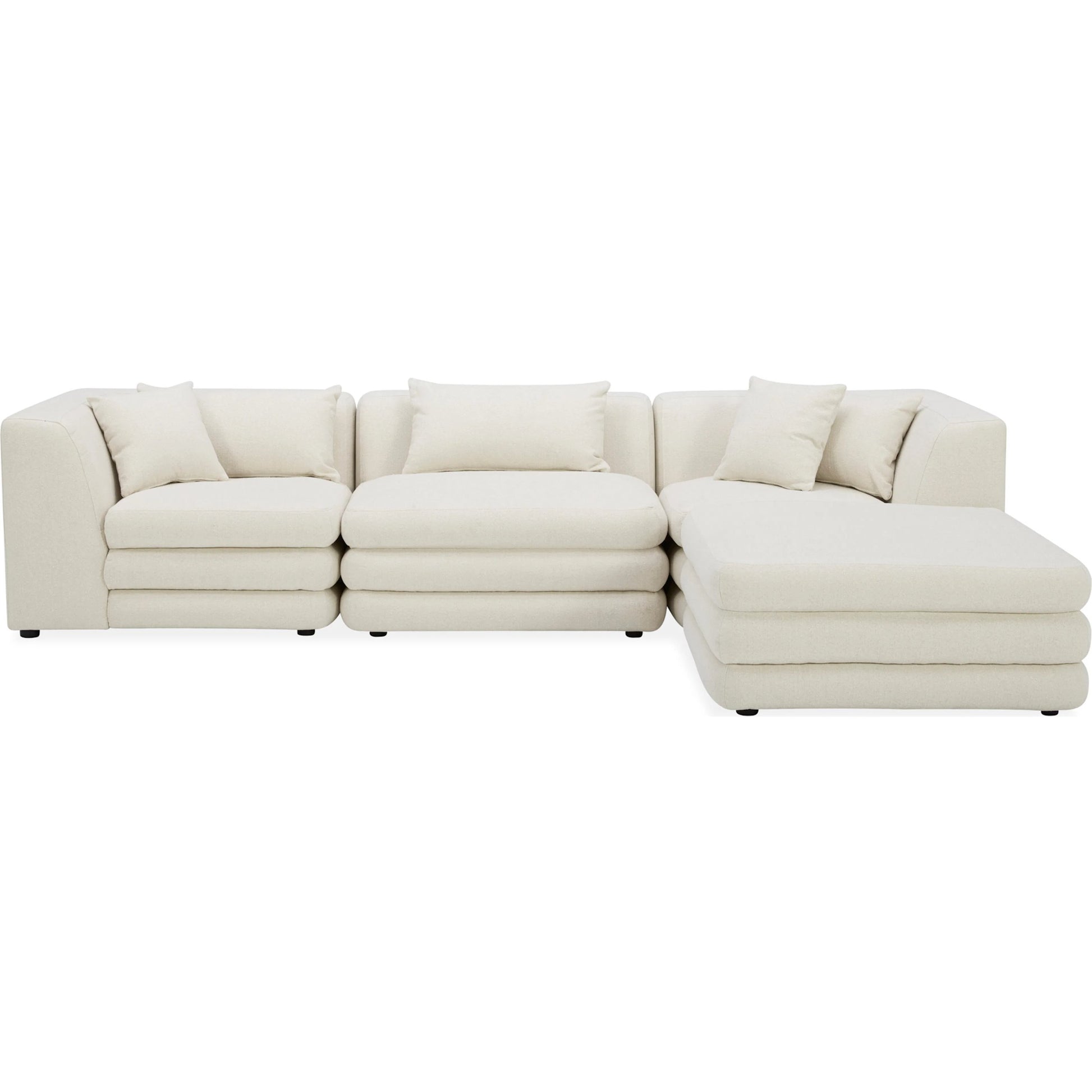 Lowtide Lounge Modular Sectional by Moe's Home Collection in warm white. Made from upholstery: 100% polyester, solid wood, plywood frame, foam seat in a transitional style.
