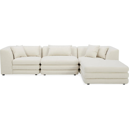 Lowtide Lounge Modular Sectional by Moe's Home Collection in warm white. Made from upholstery: 100% polyester, solid wood, plywood frame, foam seat in a transitional style.