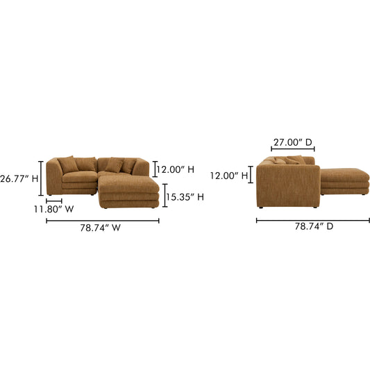 Lowtide Nook Modular Sectional by Moe's Home Collection. Made from upholstery: 100% polyester, solid wood, plywood frame, foam seat in a unique style.