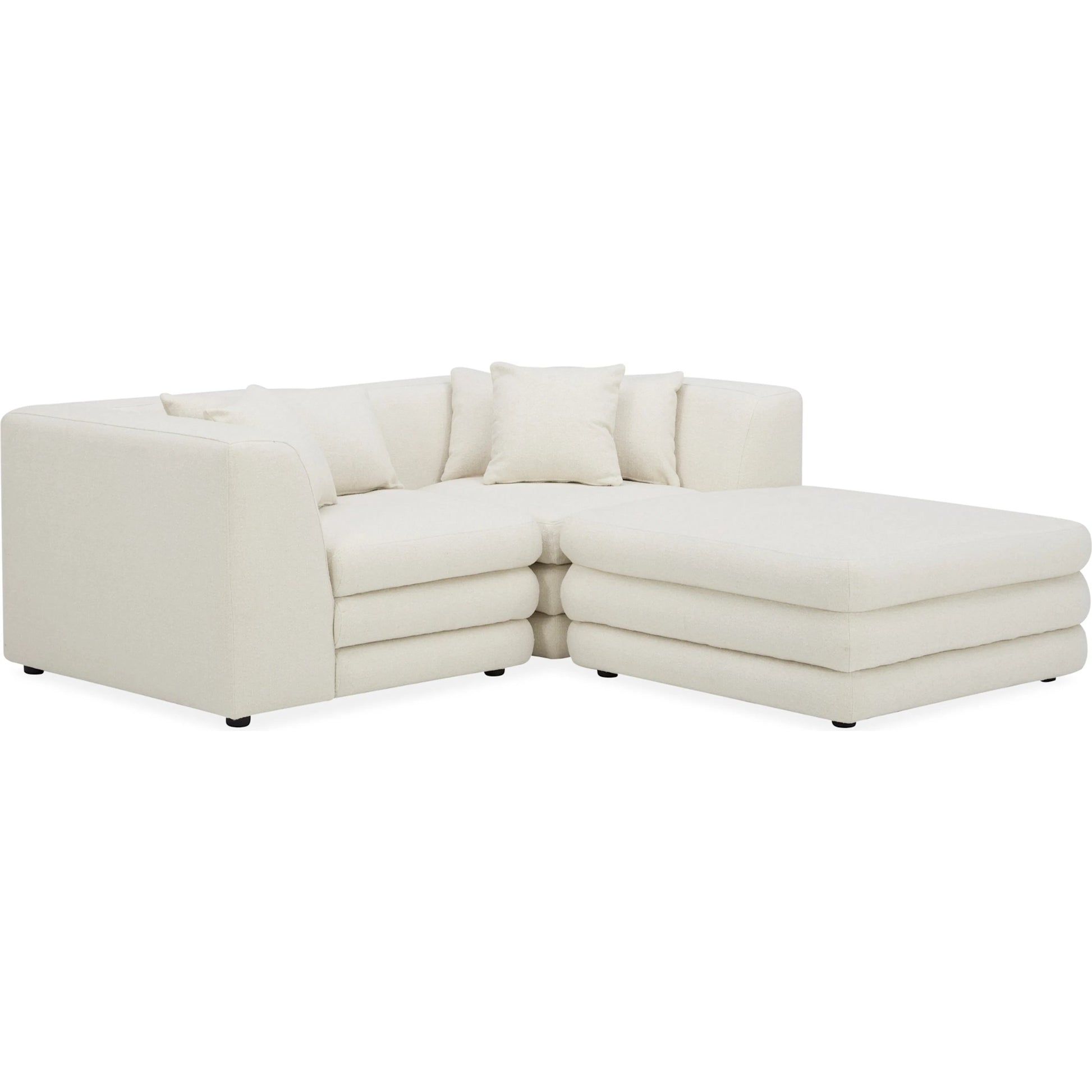 Lowtide Nook Modular Sectional by Moe's Home Collection in warm white. Made from upholstery: 100% polyester, solid wood, plywood frame, foam seat in a transitional style.
