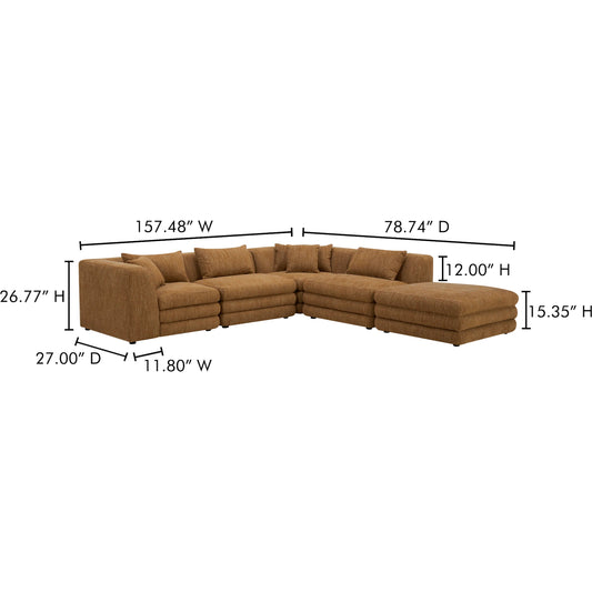 Lowtide Dream Modular Configuration by Moe's Home Collection. Made from upholstery: 100% polyester, solid wood, plywood frame, foam seat in a unique style.