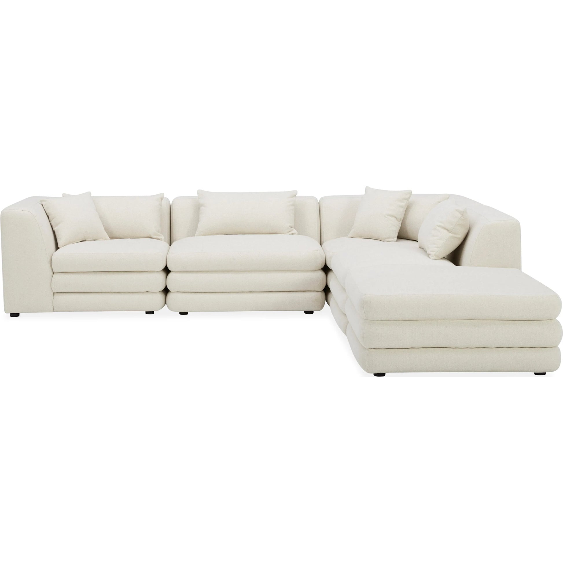 Lowtide Dream Modular Configuration by Moe's Home Collection in warm white. Made from upholstery: 100% polyester, solid wood, plywood frame, foam seat in a transitional style.