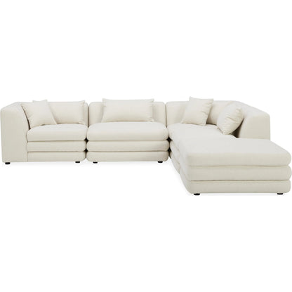 Lowtide Dream Modular Configuration by Moe's Home Collection in warm white. Made from upholstery: 100% polyester, solid wood, plywood frame, foam seat in a transitional style.
