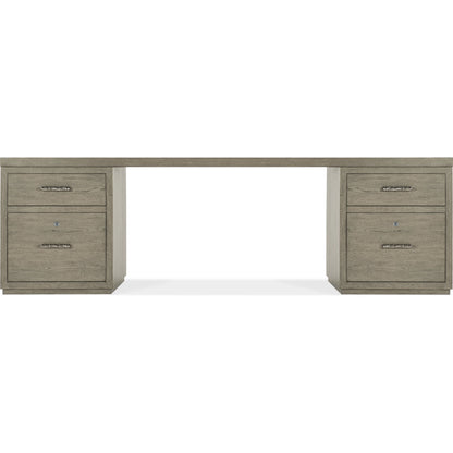 Linville Falls Desk - 96" Top-2 Small Files by Hooker Furniture in mink. Made from oak veneers in a modern style.