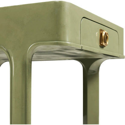 Polly Avo Rectangular End Table by Jonathan Charles in dor green lacquer. Made from beech in a eclectic & global style.