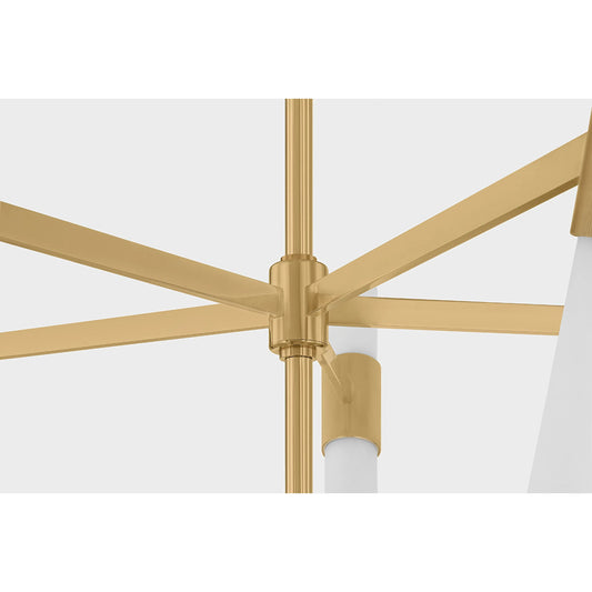 Krakow Chandelier by Corbett in vintage brass. Made from brass in a unique style.