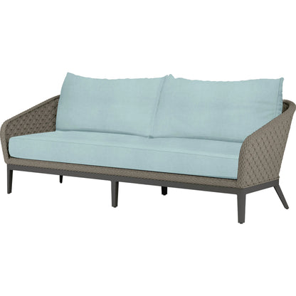Marbella Outdoor Sofa by Sunset West in graphite. Made from olefin rope in a modern style.