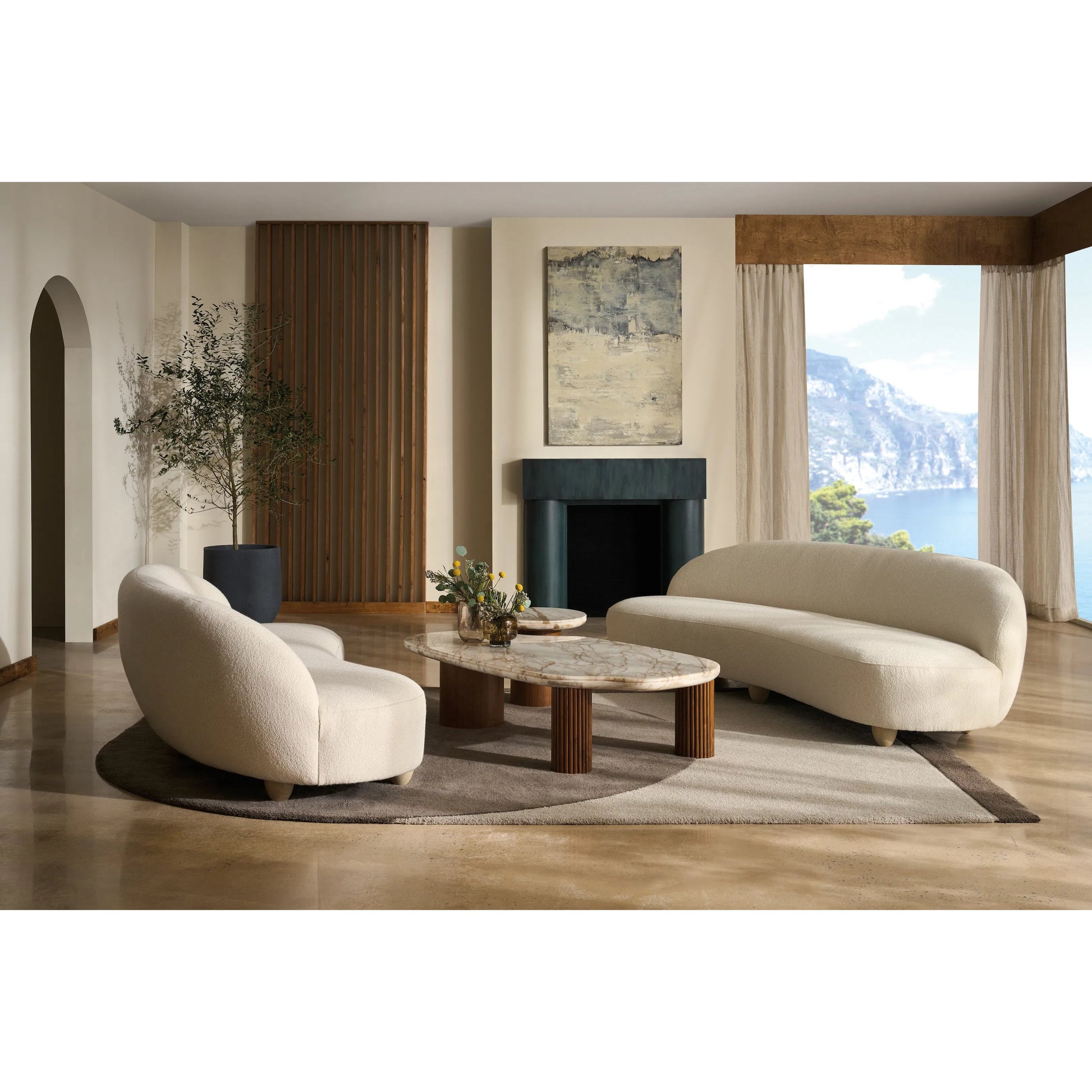 Tulum 110" Sofa by Caracole in sabbia. Made from ash, japanese sen in a transitional style.