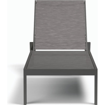 Vegas Outdoor Stackable Chaise Lounge by Sunset West in graphite. Made from aluminum in a modern style.