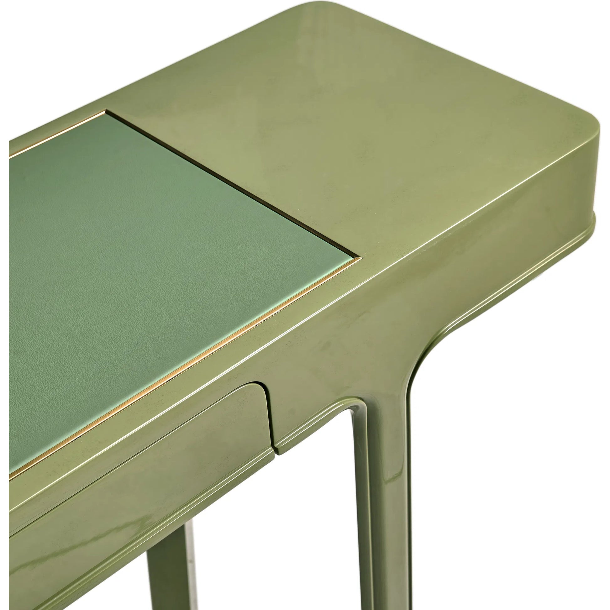 Polly Avo Rectangular Console Table by Jonathan Charles in dor green lacquer. Made from beech in a eclectic & global style.