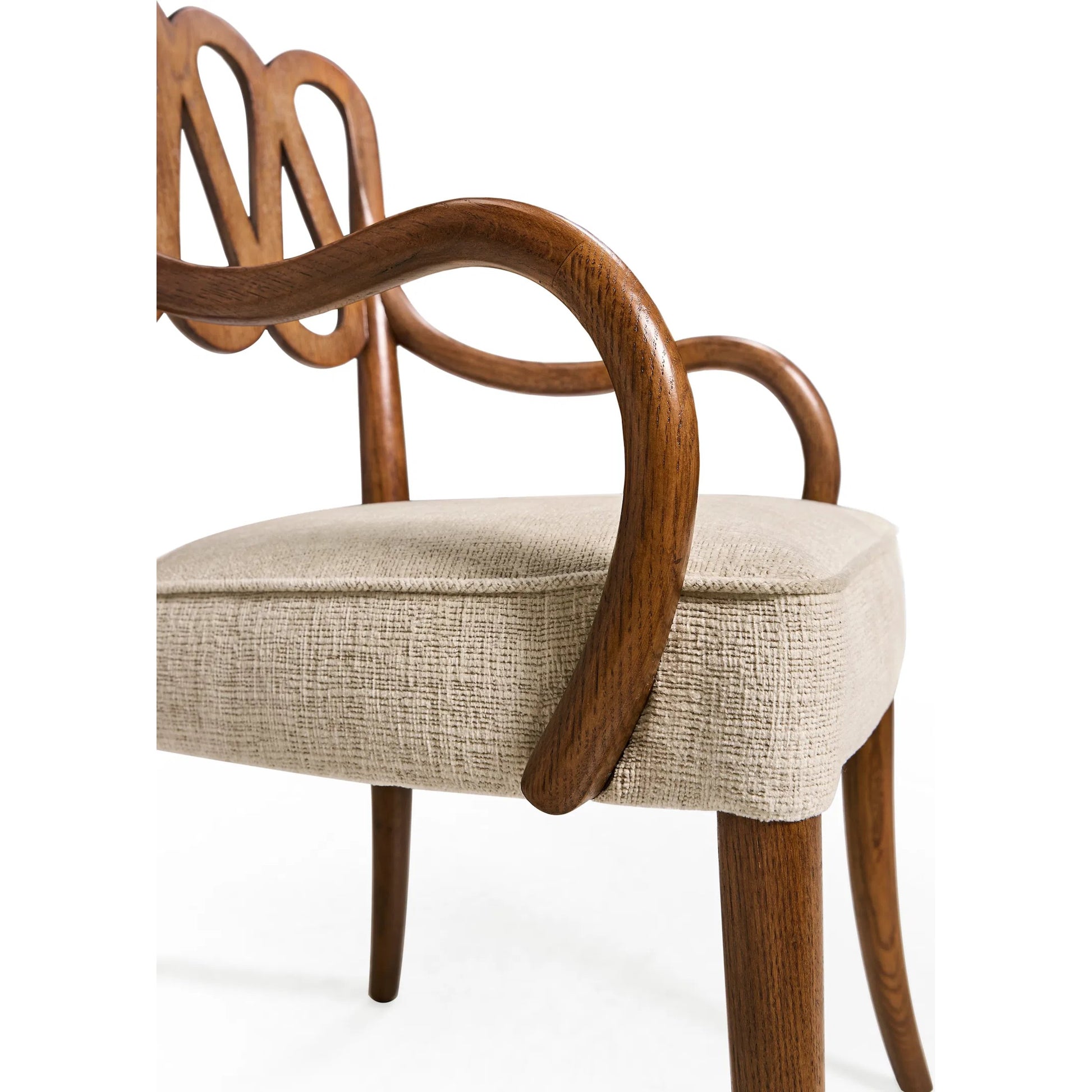 Ampney Arm Chair by Jonathan Charles in toasted oak. Made from main oak in a unique style.